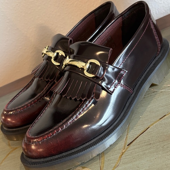 Dr. Martens Burgundy Loafers with Gold Detail - Picture 9 of 9